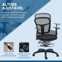 Vinsetto Cadeira de Escritório Ergonómica com Apoio para os Braços Apoio para os Pés e Assento Ajustáveis 59x59x95-115cm Preto(m-5)