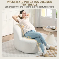 HOMCOM Poltrona per Salotto con Schienale Ergonomico in Tessuto Sherpa e Schiuma, 73x82x71 cm, Bianco Crema(m-4)