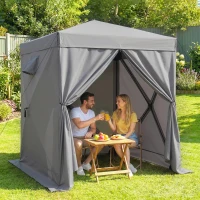 Outsunny Pavillon 1,85x1,85m Wasserdicht Stabil Winterfest Pop-up Faltpavillon mit 4 Mesh-Seitenteilen Tasche, UV 30+(m-10)