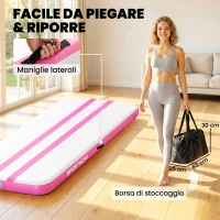 SPORTNOW Tappetino Gonfiabile per Ginnastica, 3,05 m con Pompa Elettrica e Borsa(m-6)