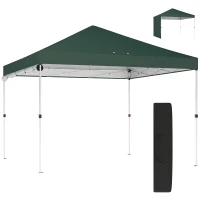 Outsunny Tenda Dobrável 3x3 m Pop-up com Parede Lateral Proteção UPF50+ Empurre Central Altura Ajustável Verde(m-11)