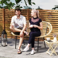 Outsunny 2-zits Tuinbank Polyrattan, weerbestendige Bank in Rattanvlecht-Design, UV-bestendig tot 260kg belast, Khaki(m-2)