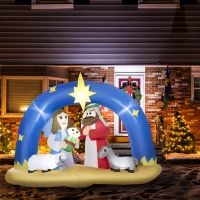 Outsunny Presepe di Natale Gonfiabile con 5 Luci LED Integrate e Gonfiatore Incluso 206x95x157cm(m-10)