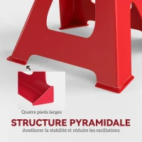 HOMCOM Lot de 2 chandelles voiture capacité 3 tonnes, hauteur réglable de 290 à 425 mm, goupille de sécurité, rouge(m-7)