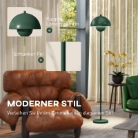 HOMCOM Stehlampe, runder Schirm, Fußschalter, langes Kabel, eleganter Look, Stahl, Grün(m-4)