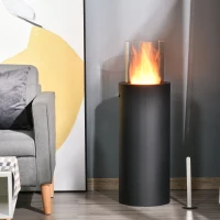 HOMCOM Ethanolkachel bio-ethanolbrander 0.4 L, 1 uur Brandduur 1000W no smoke staal gehard glas zwart 30 x 30 x 94 cm(m-2)