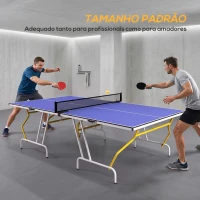 SPORTNOW Mesa de Ping-Pong Dobrável com Rede Apoio para os Pés Ajustáveis e Estrutura de Aço para Interior e Exterior 274x152,5x76 cm Azul(m-5)