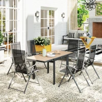 Outsunny Weerbestendige Uitschuifbare Aluminium Tuintafel 80/160x80 cm voor 6 Personen in Natuurhout Look(m-8)
