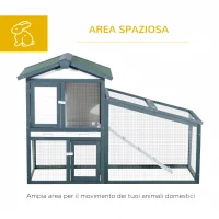 PawHut Gabbia per Conigli e Animali da Compagnia in Legno 2 piani di Abete Doppia Porta 140x65x100cm Verde e Bianco(m-4)