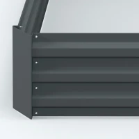 Outsunny 2-delige Set Plantenbak, Bloemenbak, Bloempot voor Tuin, Terras, van Verzinkt Staal, 100 x 100 x 30 cm, Donkergrijs(m-9)