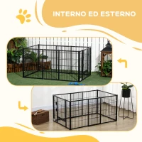 PawHut Recinto per Cani di piccola taglia con 6 pannelli per esterni e Interni, 82.5-150x79x61cm Metallo(m-6)