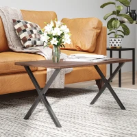 HOMCOM Set 2 Pezzi Gambe per Tavolo in Acciaio a X, Piedi per Tavolo con 16 Viti Incluse, Gambe Preforate con 4 Fori, 40x2.5x43cm, Nero(m-10)