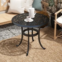 Outsunny Outdoor Garden Table, Cast Aluminium Patio End Table with Anti-slip Foot Pads for Garden, Patio, Balcony, 60 x 60 cm, Black(m-7)