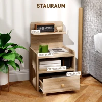 HOMCOM Bijzettafel, Nachtkastje met Opbergruimte, Spaanplaat, Kantelveilig, Modern, Natuurlijk Hout(m-4)