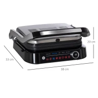 HOMCOM Health Grill & Panini Press, 2100W Electric Non-stick Grill with 180° Flat Open, Drip Tray, Removable Plate, Floating Hinges and 8 Automatic Settings(m-3)
