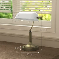 HOMCOM Lámpara de Escritorio Banquero con Pantalla Ajustable Interruptor Basculante para Oficina Biblioteca Blanco(m-3)