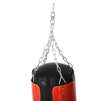 HOMCOM Bokszak trainingsdummy bokstraining boksen met bokshandschoenen zwart Ø 30 x 120 cm(m-8)