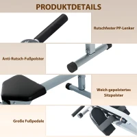 HOMCOM roeitrainer roeiapparaat fitness roeien hometrainer, met LCD display, staal + PVC, grijs, 130 x 67,5 x 67 cm(m-6)