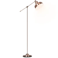 HOMCOM Stehlampe, Industrielle Stehleuchte mit Verstellbarem Schirm, Standleuchte E27 Fassung, Metall, Rotbronze, 68,5 x 25 x 148cm(m-10)