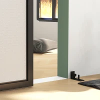 HOMCOM Schuifdeurset, stil & soepel, voor hout- & cementmuren, 244cm, Staal, Zwart(m-9)