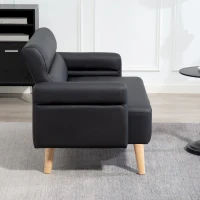 HOMCOM Small Faux Leather 2 Seater Sofa Settee - Black(m-8)