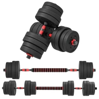 HOMCOM 2-in-1 Halterset 30 kg - Verstelbare Dumbbell & Halter, Professionele Krachttraining - Zwart(m-11)