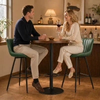 HOMCOM Set of 2 PU Leather Swivel Bar Stools - Dark Green(m-9)