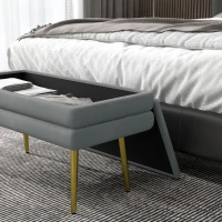 HOMCOM Zitbank, Gestoffeerde Bank met Opbergruimte, Staal, 79,5 cm x 37,5 cm x 43 cm, Donkergrijs(m-9)