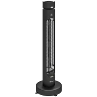 Outsunny 2000 W Electric Infrared Patio Heater, Free Standing Oscillating Outdoor Garden Heater with Knob/Remote Control, Black(m-1)