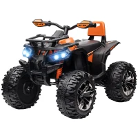 HOMCOM 12V Kinderfahrzeug mit Vorwärts-, Rückwärtsfunktion, MP3-Musikplayer, Scheinwerfer, 3-8 km/h, 3-5 Jahre, Orange(m-13)
