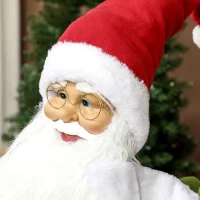 HOMCOM Life Size Santa Claus Christmas Decoration, Voice-Activated with Twinkling LED Lights, Red(m-8)