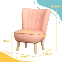 AIYAPLAY Kindersessel, Samtoptik, für 3-7 Jahre, bis 45 kg, Holzgestell, 44x45x56,5cm, Pink(m-3)