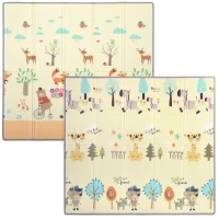 AIYAPLAY Krabbelmatte Faltbar Beidseitig Spielmatte Baby mit Waldtieren- & Naturmotiv 200 x 180 cm für Kinder 0-3 Jahre(m-11)