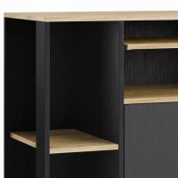 HOMCOM Keukentrolley met Opbergruimte, Kast en Verstelbare Plank, Zwart(m-10)