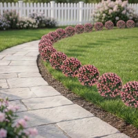 HOMCOM Artificial Rose Topiary UV Resistant, 2-Pack Fake Plants, 55 cm, Pink(m-9)