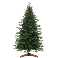 HOMCOM 180 cm Artificial Christmas Tree Full Hinged Xmas Tree Solid Pine Wood Stand, Green(m-14)