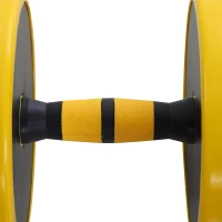HOMCOM 25 kg halter & halter met lange stang, verstelbare ergonomische 3-in-1 halterset, 12 × schijven, 2 × korte stangen, 1 × lange stang, geel + zwart(m-9)