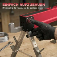 HOMCOM 2-delige set zaagbokken tot 1160 kg, inklapbaar, 7-voudig in hoogte verstelbaar (64-81 cm), metalen werkbokken met handgreep, rood(m-7)