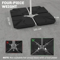 Outsunny Set of 4 Parasol Base Stand Weights for Banana Hanging Cantilever Umbrella, Water and Sand Filled, Up to 84kg, Black(m-3)