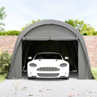 Outsunny Carport Zeltgarage 3x6m Winterfest Wasserdichtes Lagerzelt mit abnehmbaren Seitenwänden großer Rolltor, UPF50+(m-9)