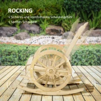 Outsunny Rustieke Schommelstoel, Tuinstoel, Wagenwiel-Design, Weerbestendig, Grenenhout, 68 x 88 x 92 cm(m-4)