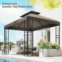 Outsunny Teto de Reposição 4x3 m com Teto Duplo Orifícios de Drenagem e Proteção UV Apenas Teto NÃO Inclui Estrutura Castanho(m-10)