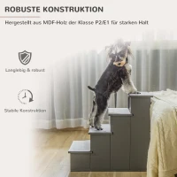 PawHut Huisdiertrap, voor honden/katten, 4-traps, Kort pluche, tot 30 kg, 40 x 59 x 54,2 cm, Grijs(m-6)