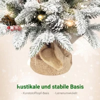 HOMCOM mini kerstboom 60 cm met 35 leds, sneeuweffect, tafelkerstboom met dennenappels, kunstkerstboom wit(m-7)