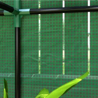 Outsunny Kas met 3-laags Schap, UV-resistente Plastic Afdekking, Oprolbare Deur, 100 x 40 x 150 cm, Groen(m-9)