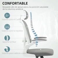 HOMCOM Conjunto de Oficina Incluye 1 Silla de Oficina de Malla Gris y 1 Alfombra Protectora 90x120 cm(m-4)