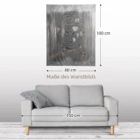 HOMCOM Wandbild "Buddha" 100L x 80B x 2, 8H cm(m-6)