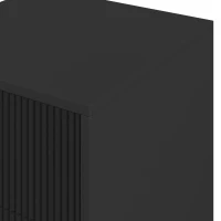 HOMCOM Elegant Fluted Bedside Table - Black/Gold-Tone(m-11)