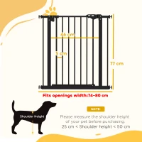 PawHut Adjustable Safety Gate w/ One Extensions, Four Adjustable Screws, Black(m-3)