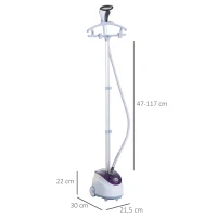 HOMCOM Plancha de Vapor con Depósito de 1.8L y Temperatura Ajustable a 11 Niveles tipo Centro de Planchado Vertical 1950W 21.5x30x150cm(m-3)